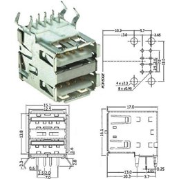 CONECTOR USB TIPO A  H CI CODO DOBLE              