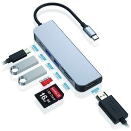 HUB USB-C A USB 3.0 + LECT TARJ + HDMI + ETHERNET 