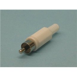 CONECTOR RCA M PLASTICO BLANCO                    