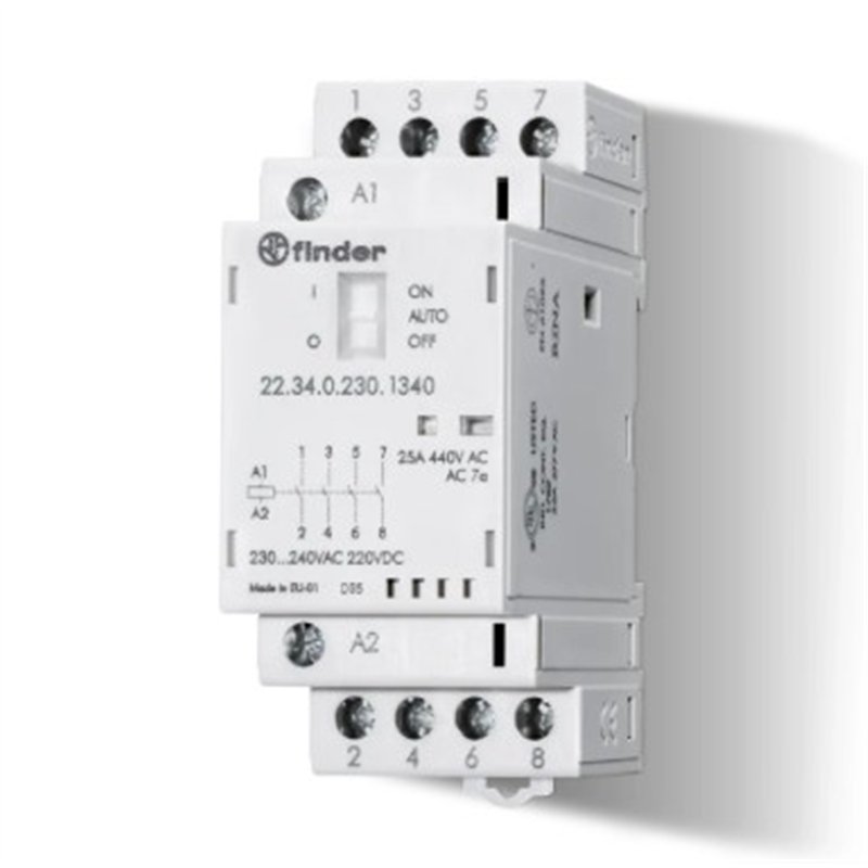 CONTACTOR 22.34 24V AC/DC 25A FINDER LED          