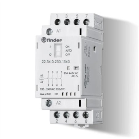 CONTACTOR 22.34 24V AC/DC 25A FINDER LED          