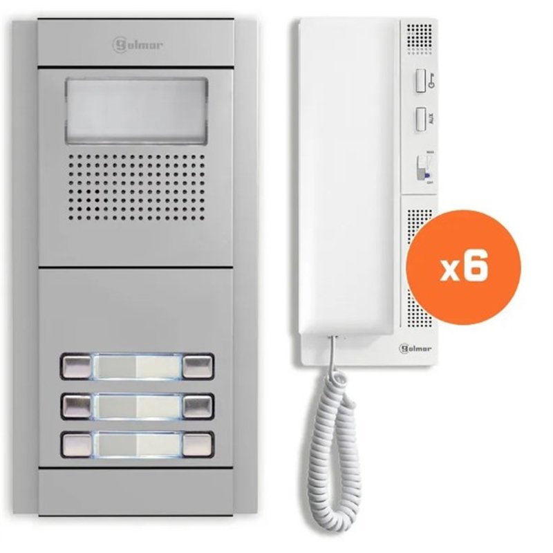 KIT PORTERO GOLMAR E5206/T 6 VIVIENDAS 2 HILOS    