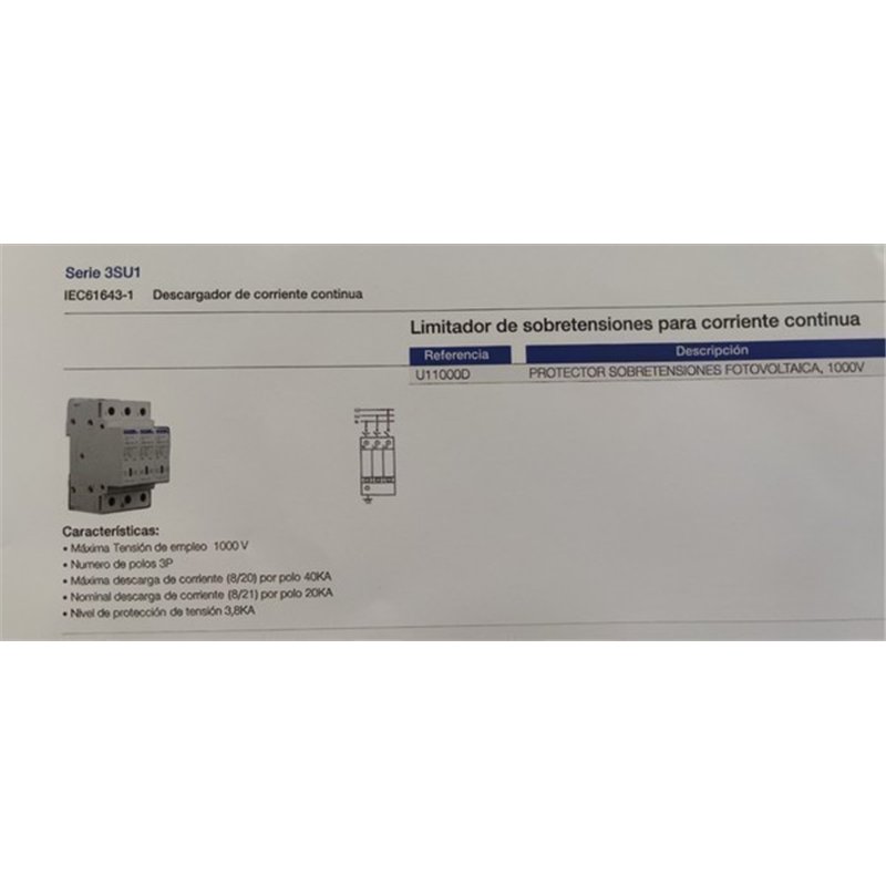 SOBRETENSION PARA CORRIENTE CONTINUA 1000V        
