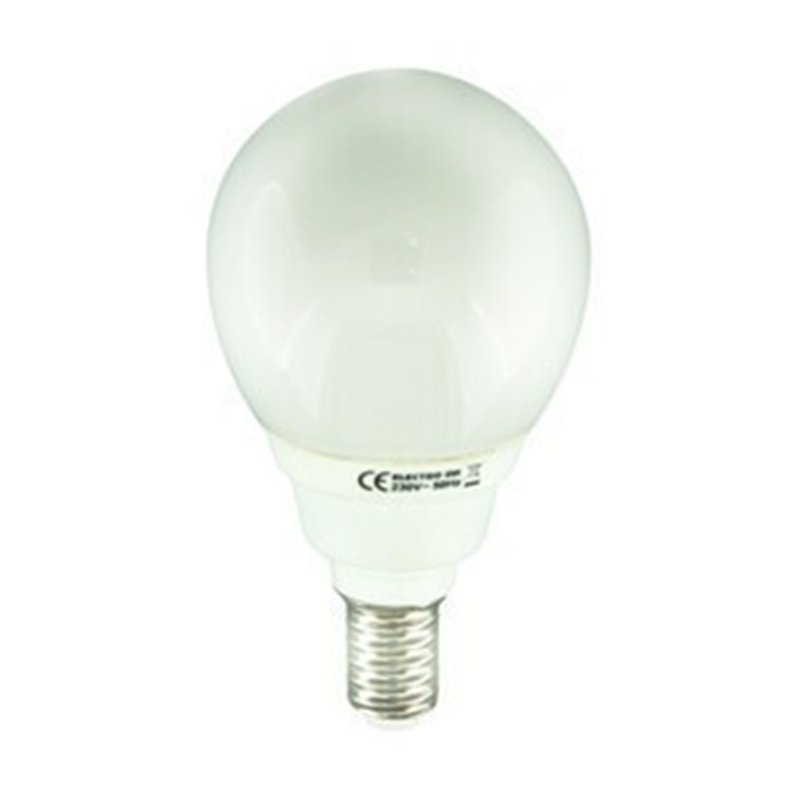 LAMPARA BAJO CONSUMO ESFERICA 9W  E14 CALIDA      