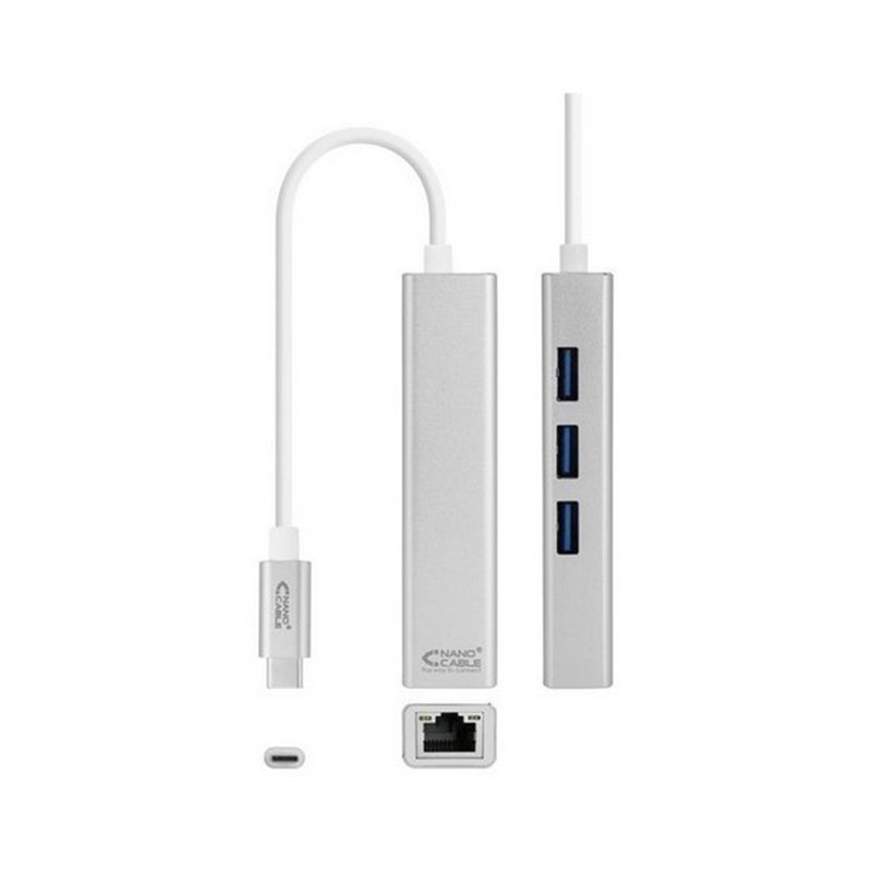 ADAPTADOR ETHERNET 10/100/1000 A USB TIPO-C + HUB 