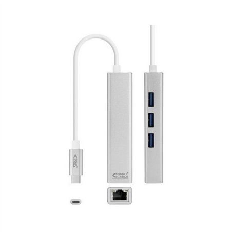 ADAPTADOR ETHERNET 10/100/1000 A USB TIPO-C + HUB 