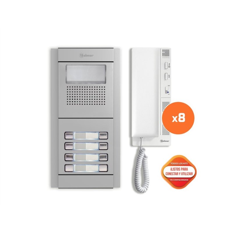 KIT PORTERO GOLMAR E5208/T 8 VIVIENDAS 2 HILOS    