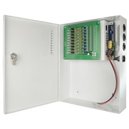 FUENTE CAJA DISTRIBUCION 18 SALIDAS 12V 250W UPS  