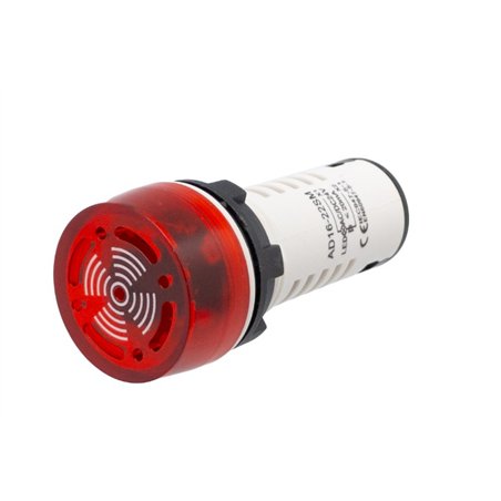 ZUMBADOR LUMINOSO LED ROJO 22mm 24VAC             